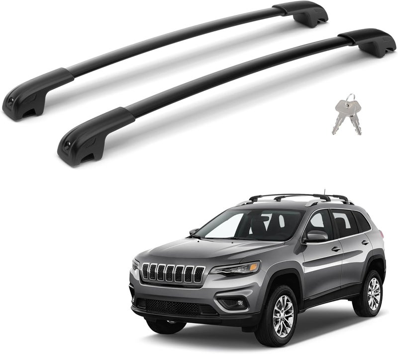 FLYCLE 300Lbs Lockable Roof Rack Crossbars Compatible with Jeep Cherokee 2014-2023, Heavy Duty Aluminum Cross Bar Fit Luggage Luggage Kayaks Bicycles Snowboard - Image 1